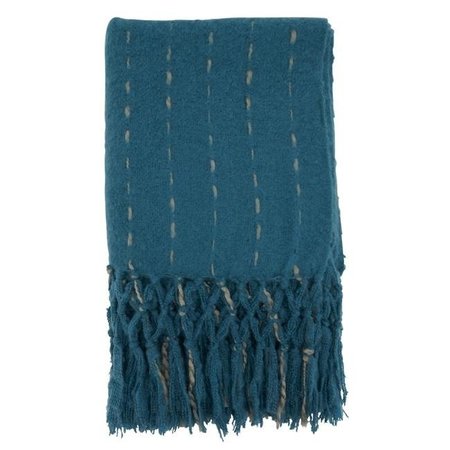SARO LIFESTYLE SARO TH320.BL5060 50 x 60 in. Oblong Blue Knotted Faux Mohair Throw Blanket TH320.BL5060